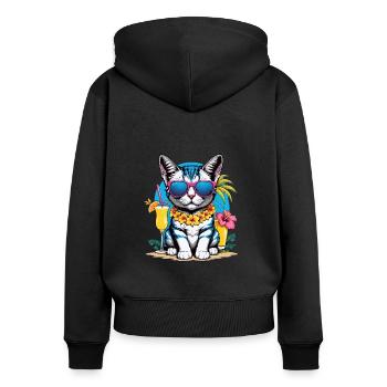 Cat Vacation Vacation Cat Vacation Hawaii Island Sea - Women's Premium Organic Zip Hoodie - black - Back - Julia (174cm)