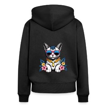 Cat Vacation Vacation Cat Vacation Hawaii Island Sea - Women's Premium Organic Zip Hoodie - black - Back - Julia (174cm)
