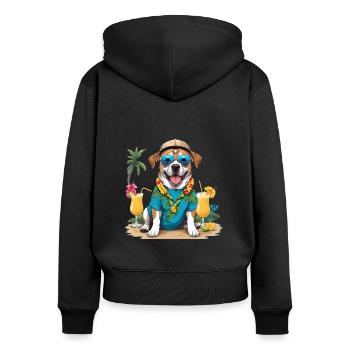 Vacances pour chiens Vacances pour chiens Île d’Hawaï Mer - Sweat à capuche zippé Premium bio Femme - noir - Dos - Julia (174cm)