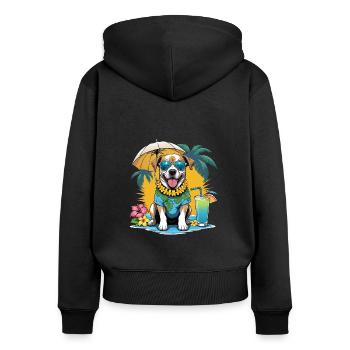 Vacances pour chiens Vacances pour chiens Île d’Hawaï Mer - Sweat à capuche zippé Premium bio Femme - noir - Dos - Julia (174cm)