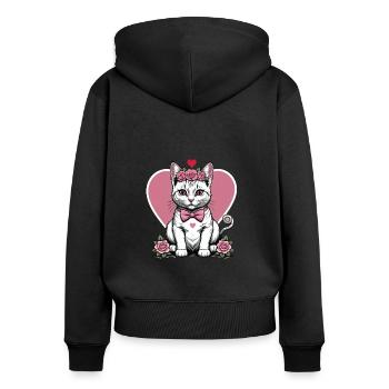 Sweet Cat Sweet Cat Bride Wedding Wedding Marry Love - Women's Premium Organic Zip Hoodie - black - Back - Julia (174cm)