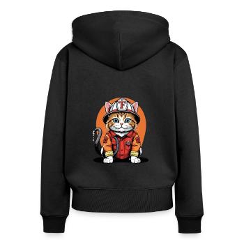 Chat Pompiers Chat Amour Chat Amoureux des Chats - Sweat à capuche zippé Premium bio Femme - noir - Dos - Julia (174cm)