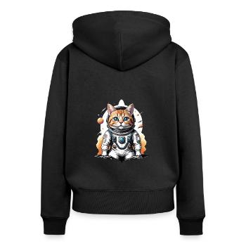 Cat Astronaut Space Cat Love Gift - Women's Premium Organic Zip Hoodie - black - Back - Julia (174cm)