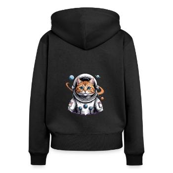 Cat Astronaut Space Cat Love Gift - Women's Premium Organic Zip Hoodie - black - Back - Julia (174cm)