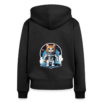 Cat Astronaut Space Cat Love Gift - Women's Premium Organic Zip Hoodie - black - Back - Julia (174cm)