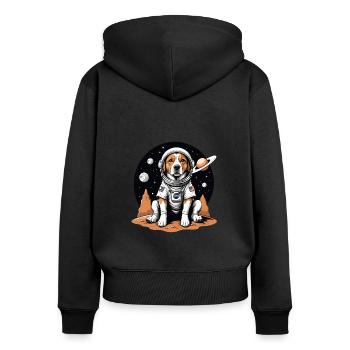 Hund Astronaut Dog Weltall Hundeliebe Geschenk - Frauen Premium Bio Zip Hoodie - Schwarz - Hinten - Julia (174cm)