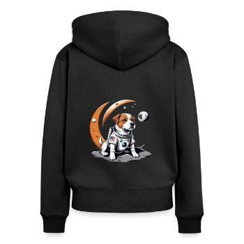 Hund Astronaut Dog Weltall Hundeliebe Geschenk - Frauen Premium Bio Zip Hoodie - Schwarz - Hinten - Julia (174cm)