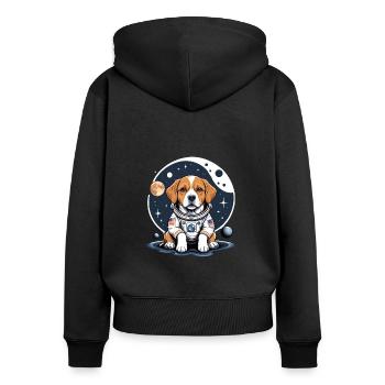 Hund Astronaut Dog Weltall Hundeliebe Geschenk - Frauen Premium Bio Zip Hoodie - Schwarz - Hinten - Julia (174cm)