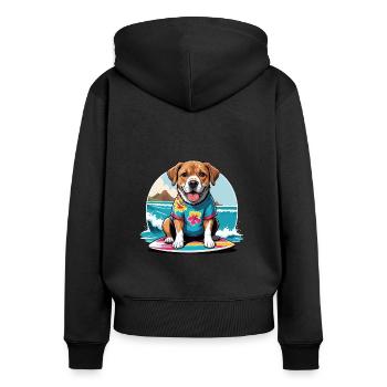 Vacances pour chiens Vacances pour chiens Île d’Hawaï Mer - Sweat à capuche zippé Premium bio Femme - noir - Dos - Julia (174cm)