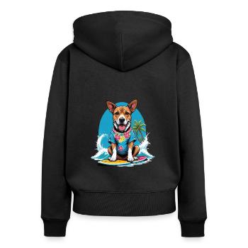 Vacances pour chiens Vacances pour chiens Île d’Hawaï Mer - Sweat à capuche zippé Premium bio Femme - noir - Dos - Julia (174cm)