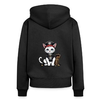 Pirate Chat Drôle Enfants Chemise Cadeau Pirate - Sweat à capuche zippé Premium bio Femme - noir - Dos - Julia (174cm)