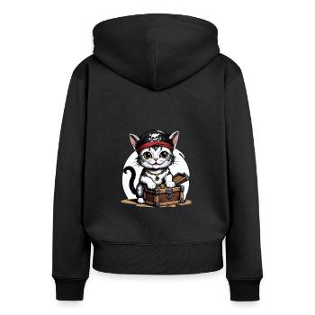 Pirate Chat Drôle Enfants Chemise Cadeau Pirate - Sweat à capuche zippé Premium bio Femme - noir - Dos - Julia (174cm)