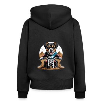 Motocross Vélo Chien Chien Cadeau Supermoto - Sweat à capuche zippé Premium bio Femme - noir - Dos - Julia (174cm)