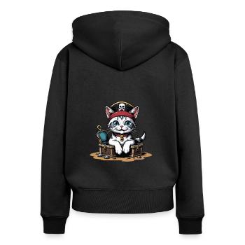 Pirate Chat Drôle Enfants Chemise Cadeau Pirate - Sweat à capuche zippé Premium bio Femme - noir - Dos - Julia (174cm)