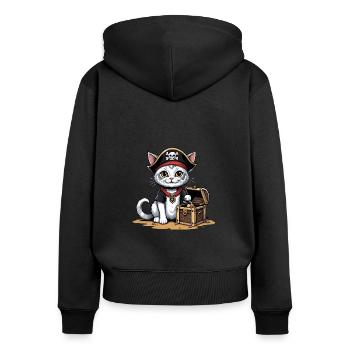 Pirate Chat Drôle Enfants Chemise Cadeau Pirate - Sweat à capuche zippé Premium bio Femme - noir - Dos - Julia (174cm)