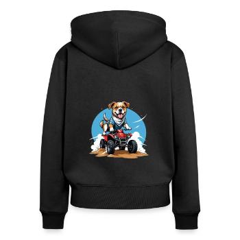 Dog Quad Hund Geschenk Supermoto Motorrad - Frauen Premium Bio Zip Hoodie - Schwarz - Hinten - Julia (174cm)