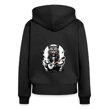 Cat Rocker Cat HardRock Gift - Sweat à capuche zippé Premium bio Femme - noir - Dos - Julia (174cm)