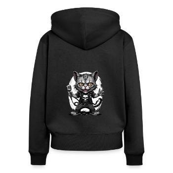 Cat Rocker Cat HardRock Gift - Sweat à capuche zippé Premium bio Femme - noir - Dos - Julia (174cm)