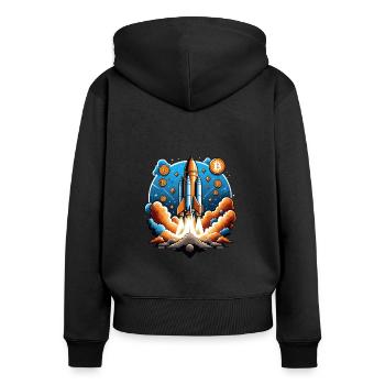 Bitcoin Crypto Crypto to the Moon Gift - Women's Premium Organic Zip Hoodie - black - Back - Julia (174cm)
