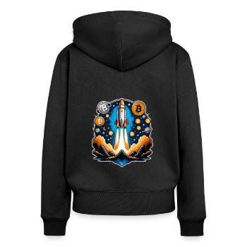 Bitcoin Crypto Crypto to the Moon Gift - Women's Premium Organic Zip Hoodie - black - Back - Julia (174cm)