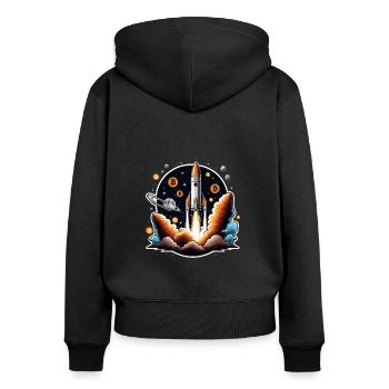 Bitcoin Crypto Crypto to the Moon 7 - Women's Premium Organic Zip Hoodie - black - Back - Julia (174cm)