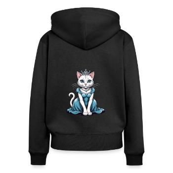Cat Prinzessin Königin Katze Elegant Geschenk - Frauen Premium Bio Zip Hoodie - Schwarz - Hinten - Julia (174cm)