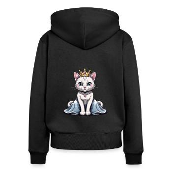 Cat Prinzessin Königin Katze Elegant Geschenk - Frauen Premium Bio Zip Hoodie - Schwarz - Hinten - Julia (174cm)
