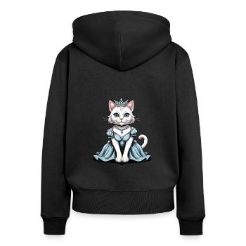 Cat Prinzessin Königin Katze Elegant Geschenk - Frauen Premium Bio Zip Hoodie - Schwarz - Hinten - Julia (174cm)
