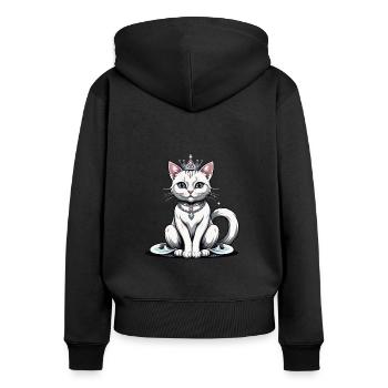 Chat Princesse Reine Chat Cadeau élégant - Sweat à capuche zippé Premium bio Femme - noir - Dos - Julia (174cm)