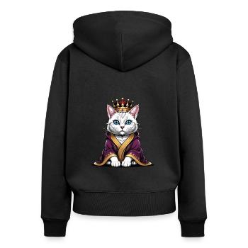 Cat Prinzessin Königin Katze Elegant Geschenk - Frauen Premium Bio Zip Hoodie - Schwarz - Hinten - Julia (174cm)