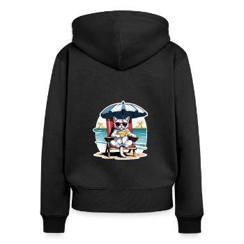 Cat Vacation Vacation Cat Vacation Hawaii Island Cat - Women's Premium Organic Zip Hoodie - black - Back - Julia (174cm)