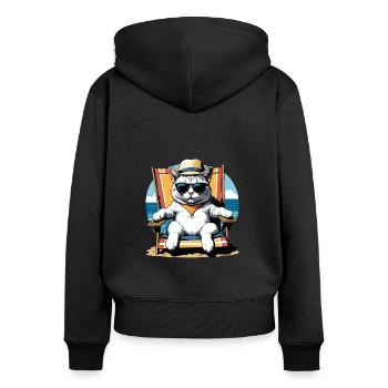Cat Vacation Vacation Cat Vacation Hawaii Island Cat - Women's Premium Organic Zip Hoodie - black - Back - Julia (174cm)
