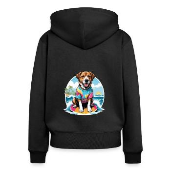 Vacances pour chiens Vacances pour chiens Île d’Hawaï Mer - Sweat à capuche zippé Premium bio Femme - noir - Dos - Julia (174cm)