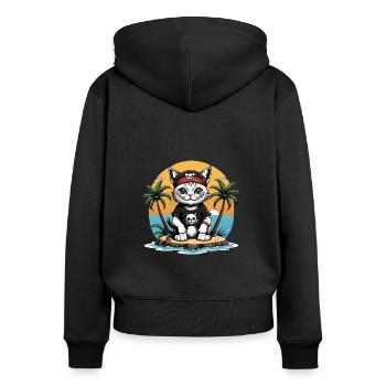 Pirate Chat Drôle Enfants Chemise Cadeau Pirate - Sweat à capuche zippé Premium bio Femme - noir - Dos - Julia (174cm)
