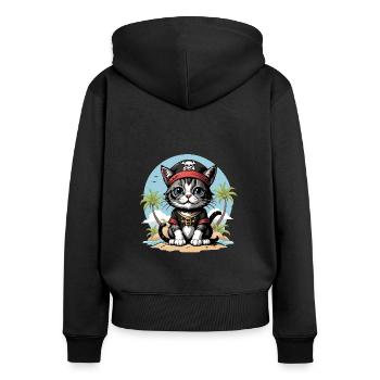 Pirate Chat Drôle Enfants Chemise Cadeau Pirate - Sweat à capuche zippé Premium bio Femme - noir - Dos - Julia (174cm)