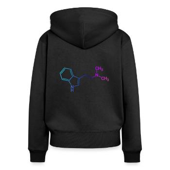 Ayahuasca DMT Molekül N,N-Dimethyltryptamin - Frauen Premium Bio Zip Hoodie - Schwarz - Hinten - Julia (174cm)