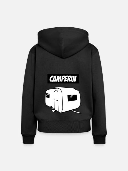 Camperin - Frauen Premium Bio Zip Hoodie - Schwarz