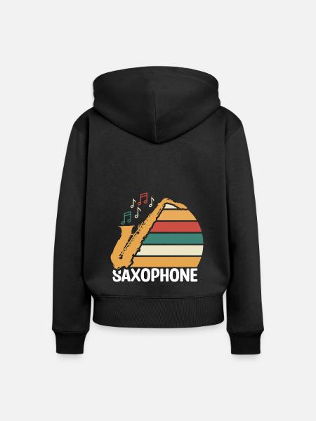 Saxophone Jazz - Frauen Premium Bio Zip Hoodie - Schwarz