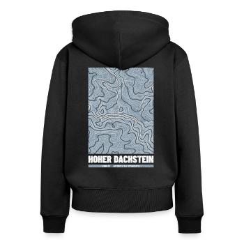 Hoher Dachstein | Landkarte Topografie Grunge - Frauen Premium Bio Zip Hoodie - Schwarz - Hinten - Julia (174cm)
