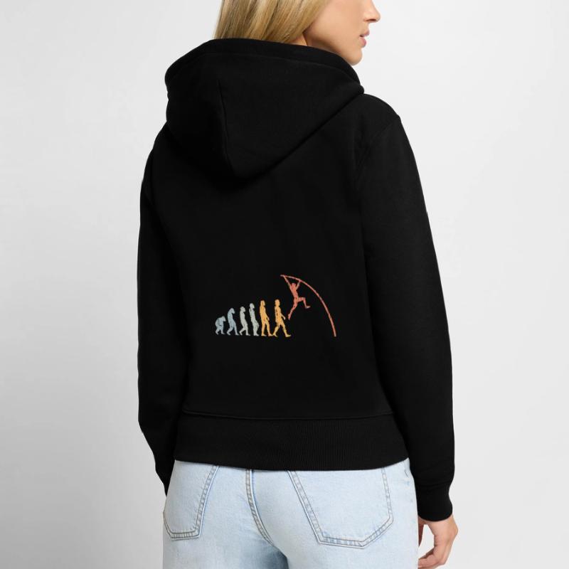 Vintage Pole Vault Human Evolution For A Pole Sweat à capuche zippé Premium bio Femme