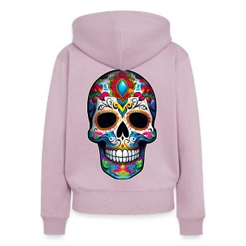 Dia de los Muertos Totenschädel - Frauen Premium Bio Zip Hoodie - Altrosa - Hinten - Julia (174cm)