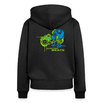ELECTRO BEATS TECHNO TRANCE - Frauen Premium Bio Zip Hoodie - Schwarz - Hinten - Julia (174cm)