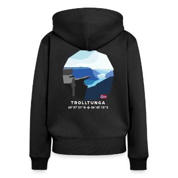 Trolltunga Fels Hardangerfjord Norwegen Flagge - Frauen Premium Bio Zip Hoodie - Schwarz - Hinten - Julia (174cm)