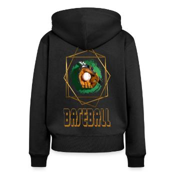 Baseball Gold Handschuh Ball Schläger USA Sport - Frauen Premium Bio Zip Hoodie - Schwarz - Hinten - Julia (174cm)