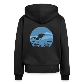 plongeur - Sweat à capuche zippé Premium bio Femme - noir - Dos - Julia (174cm)