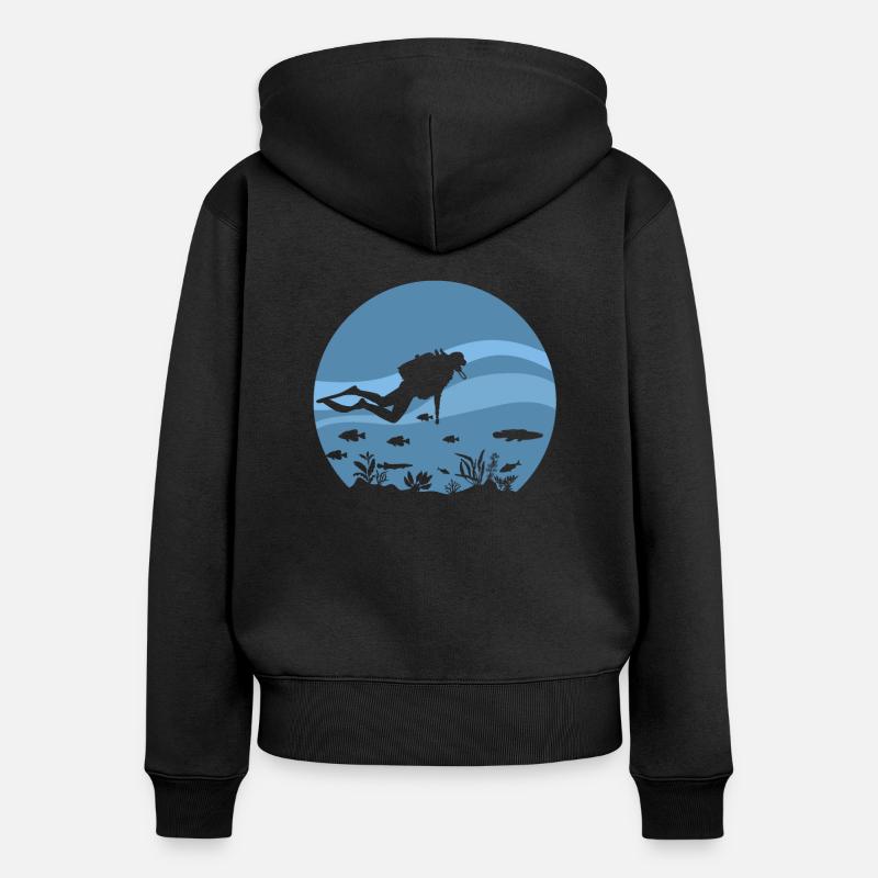 plongeur - Sweat à capuche zippé Premium bio Femme - noir