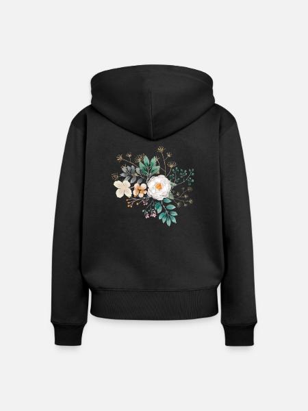 Blumenstrauß - Frauen Premium Bio Zip Hoodie - Schwarz