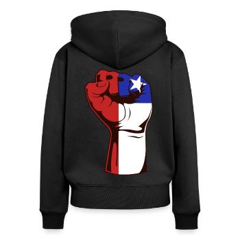 Chile Fist Revolution I love Chile - Women's Premium Organic Zip Hoodie - black - Back - Julia (174cm)