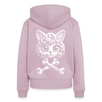 Samtpfoten-Pirat: Einzigartiges Katzenkopf-T-Shirt - Frauen Premium Bio Zip Hoodie - Altrosa - Hinten - Julia (174cm)