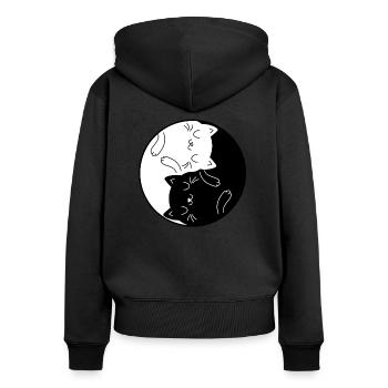 Yin & Yang Katze Zen Yoga Katzen Mama Cat Mom - Frauen Premium Bio Zip Hoodie - Schwarz - Hinten - Julia (174cm)